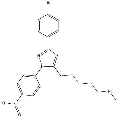 1-(4-ニトロフェニル)-3-(4-ブロモフェニル)-5-[5-(メチルアミノ)ペンチル]-1H-ピラゾール 化学構造式