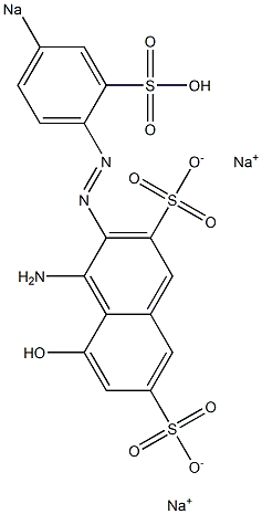 4-Amino-5-hydroxy-3-(p-sodiosulfophenylazo)-2,7-naphthalenedisulfonic acid disodium salt Structure
