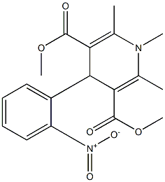 1,2,6-Trimethyl-4-(2-nitrophenyl)-1,4-dihydro-3,5-pyridinedicarboxylic acid dimethyl ester Structure