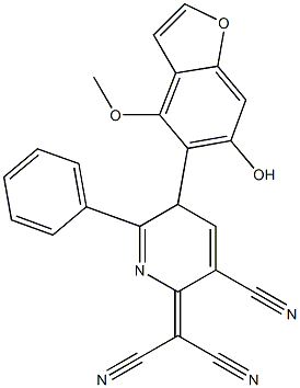  4-Methoxy-5-[[2-phenyl-5-cyano-3,6-dihydro-6-(dicyanomethylene)pyridin]-3-yl]benzofuran-6-ol