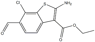 2-(Amino)-6-formyl-7-chlorobenzo[b]thiophene-3-carboxylic acid ethyl ester,,结构式