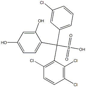 (3-クロロフェニル)(2,3,6-トリクロロフェニル)(2,4-ジヒドロキシフェニル)メタンスルホン酸 化学構造式