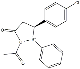 (5S)-2-Acetyl-5-(p-chlorophenyl)-1-phenyl-3-oxo-2,3,4,5-tetrahydrothiophen-1-ium-2-ide Structure