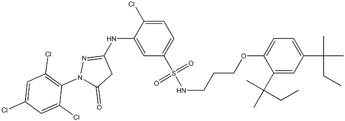 1-(2,4,6-Trichlorophenyl)-3-[2-chloro-5-[3-(2,4-di-tert-pentylphenoxy)propylsulfamoyl]anilino]-5(4H)-pyrazolone 结构式