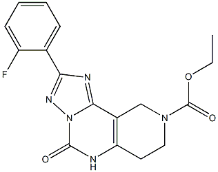 2-(2-フルオロフェニル)-4,5,6,7-テトラヒドロ-4-オキソ1,3,3a,5,8-ペンタアザ-3aH-ベンゾ[e]インデン-8(9H)-カルボン酸エチル 化学構造式