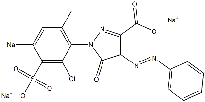 5-Oxo-4,5-dihydro-1-(2-chloro-6-methyl-4-sodiosulfophenyl)-4-phenylazo-1H-pyrazole-3-carboxylic acid sodium salt Struktur
