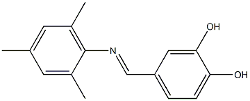 N-(3,4-ジヒドロキシベンジリデン)-2,4,6-トリメチルベンゼンアミン 化学構造式