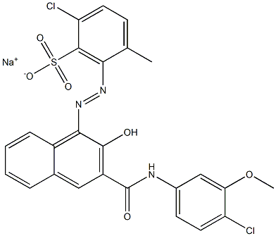 2-Chloro-5-methyl-6-[[3-[[(4-chloro-3-methoxyphenyl)amino]carbonyl]-2-hydroxy-1-naphtyl]azo]benzenesulfonic acid sodium salt Structure
