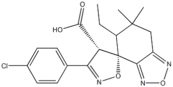 (4S,5S)-6',7'-Dihydro-6',6'-dimethyl-3-(4-chlorophenyl)spiro[isoxazole-5(4H),4'(5'H)-[2,1,3]benzoxadiazole]-4-carboxylic acid ethyl ester,,结构式