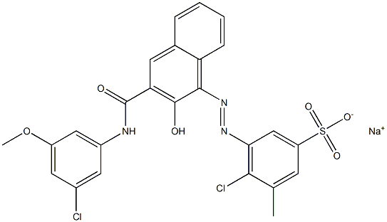 4-Chloro-3-methyl-5-[[3-[[(3-chloro-5-methoxyphenyl)amino]carbonyl]-2-hydroxy-1-naphtyl]azo]benzenesulfonic acid sodium salt Struktur