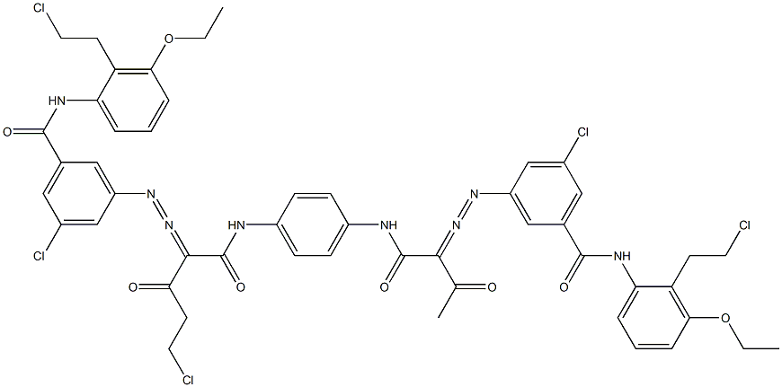 3,3'-[2-(Chloromethyl)-1,4-phenylenebis[iminocarbonyl(acetylmethylene)azo]]bis[N-[2-(2-chloroethyl)-3-ethoxyphenyl]-5-chlorobenzamide] 结构式