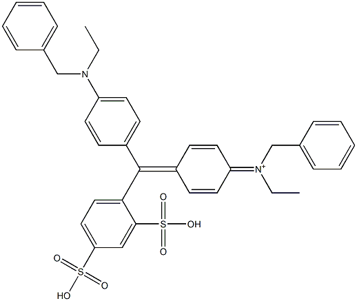 N-[4-[(2,4-ジスルホフェニル)[4-[エチル(フェニルメチル)アミノ]フェニル]メチレン]-2,5-シクロヘキサジエン-1-イリデン]-N-エチルベンゼンメタンアミニウム 化学構造式