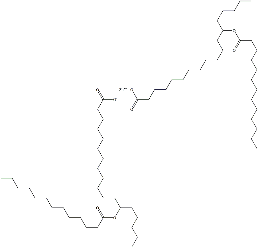 Bis(13-tridecanoyloxystearic acid)zinc salt Structure