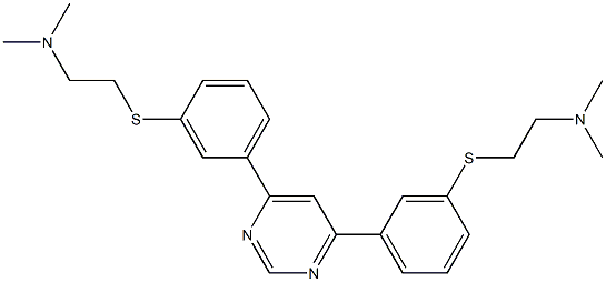 4,6-ビス[3-(2-ジメチルアミノエチルチオ)フェニル]ピリミジン 化学構造式