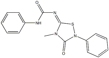 4-Methyl-2-phenyl-5-[(phenylaminocarbonyl)imino]-1,2,4-thiadiazolidin-3-one Struktur