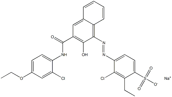 3-Chloro-2-ethyl-4-[[3-[[(2-chloro-4-ethoxyphenyl)amino]carbonyl]-2-hydroxy-1-naphtyl]azo]benzenesulfonic acid sodium salt Struktur