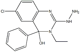 3,4-Dihydro-6-chloro-4-phenyl-3-ethyl-2-hydrazinoquinazolin-4-ol Struktur