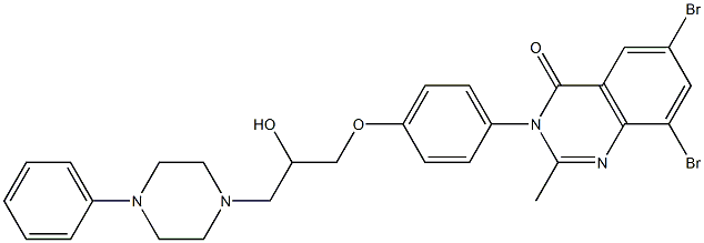 6,8-Dibromo-3-[4-[2-hydroxy-3-(4-phenyl-1-piperazinyl)propoxy]phenyl]-2-methylquinazolin-4(3H)-one,,结构式