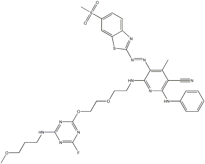 2-[6-Anilino-5-cyano-2-[2-[2-[4-fluoro-6-(3-methoxypropylamino)-1,3,5-triazin-2-yloxy]ethoxy]ethylamino]-4-methyl-3-pyridylazo]-6-methylsulfonylbenzothiazole|