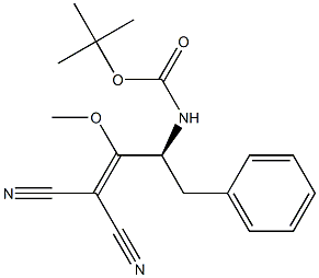[(S)-3-フェニル-2-[(tert-ブトキシカルボニル)アミノ]-1-メトキシプロピリデン]マロノニトリル 化学構造式