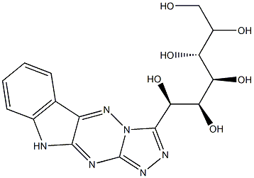 3-[(1R,2S,3S,4R)-1,2,3,4,5,6-ヘキサヒドロキシヘキシル]-10H-1,2,4-トリアゾロ[4',3':2,3][1,2,4]トリアジノ[5,6-b]インドール 化学構造式