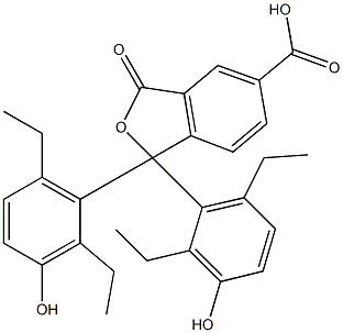 1,1-ビス(2,6-ジエチル-3-ヒドロキシフェニル)-1,3-ジヒドロ-3-オキソイソベンゾフラン-5-カルボン酸 化学構造式
