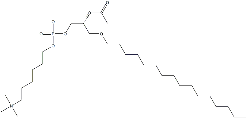 N,N,N-トリメチル-6-[[[(R)-2-アセチルオキシ-4-オキサイコサン-1-イルオキシ]ホスフィナト]オキシ]ヘキサン-1-アミニウム 化学構造式