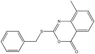 2-ベンジルチオ-8-メチル-4H-3,1-ベンゾオキサジン-4-オン 化学構造式