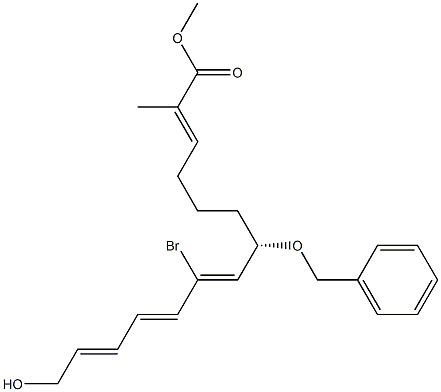 (2E,7S,8Z,10E,12E)-9-Bromo-14-hydroxy-7-(benzyloxy)-2-methyl-2,8,10,12-tetradecatetraenoic acid methyl ester Structure