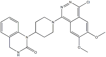 1-[4-[(1,2,3,4-テトラヒドロ-2-オキソキナゾリン)-1-イル]ピペリジノ]-4-クロロ-6,7-ジメトキシフタラジン 化学構造式