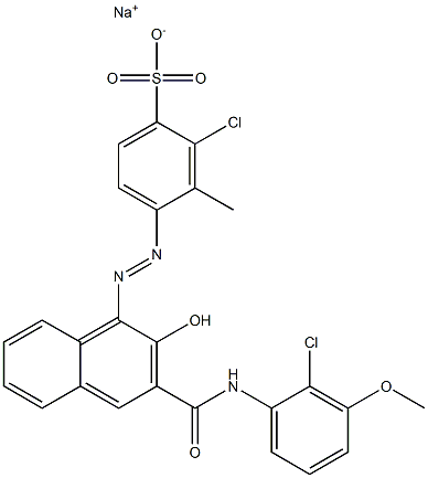 2-クロロ-3-メチル-4-[[3-[[(2-クロロ-3-メトキシフェニル)アミノ]カルボニル]-2-ヒドロキシ-1-ナフチル]アゾ]ベンゼンスルホン酸ナトリウム 化学構造式