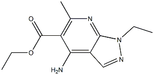 1-Ethyl-4-amino-6-methyl-1H-pyrazolo[3,4-b]pyridine-5-carboxylic acid ethyl ester Struktur