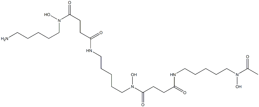 N-[5-[3-[(5-Aminopentyl)hydroxycarbamoyl]propionylamino]pentyl]-3-[[5-(N-hydroxyacetylamino)pentyl]carbamoyl]propionohydroxamic acid 结构式