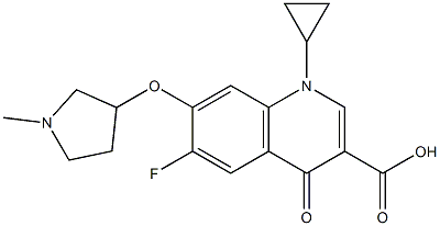 7-[(1-Methyl-3-pyrrolidinyl)oxy]-1-cyclopropyl-6-fluoro-1,4-dihydro-4-oxoquinoline-3-carboxylic acid,,结构式