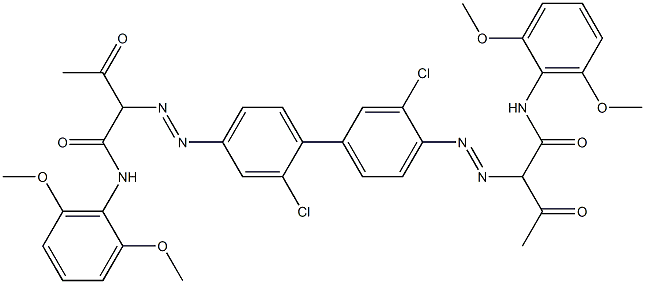 4,4'-Bis[[1-(2,6-dimethoxyphenylamino)-1,3-dioxobutan-2-yl]azo]-2,3'-dichloro-1,1'-biphenyl 结构式