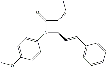 (3R,4R)-3-エチル-1-(4-メトキシフェニル)-4-スチリルアゼチジン-2-オン 化学構造式