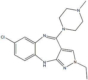 2-Ethyl-4-(4-methylpiperazin-1-yl)-7-chloro-2,10-dihydropyrazolo[3,4-b][1,5]benzodiazepine,,结构式