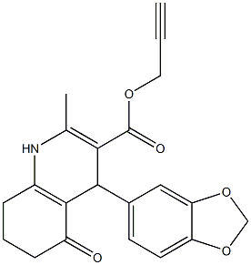 1,4,5,6,7,8-Hexahydro-5-oxo-2-methyl-4-(1,3-benzodioxol-5-yl)quinoline-3-carboxylic acid (2-propynyl) ester 结构式