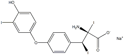 (2R,3S)-2-Amino-3-[4-(4-hydroxy-3-iodophenoxy)phenyl]-2,3-diiodopropanoic acid sodium salt,,结构式