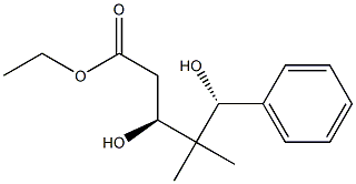 (3S,5R)-3,5-ジヒドロキシ-4,4-ジメチル-5-フェニルペンタン酸エチル 化学構造式