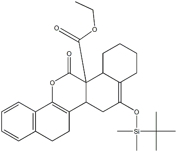 6a,7,10,10a,11,12-Hexahydro-6-oxo-9-[[dimethyl(tert-butyl)silyl]oxy]-7,8-butano-6H-benzo[d]naphtho[1,2-b]pyran-6a-carboxylic acid ethyl ester Structure
