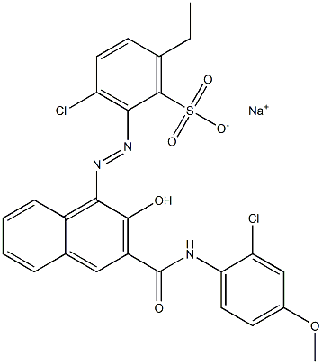 3-Chloro-6-ethyl-2-[[3-[[(2-chloro-4-methoxyphenyl)amino]carbonyl]-2-hydroxy-1-naphtyl]azo]benzenesulfonic acid sodium salt