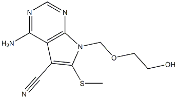 4-Amino-6-methylthio-7-(2-hydroxyethoxymethyl)-7H-pyrrolo[2,3-d]pyrimidine-5-carbonitrile,,结构式