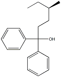 (-)-[(R)-3-メチルペンチル]ジフェニルメタノール 化学構造式