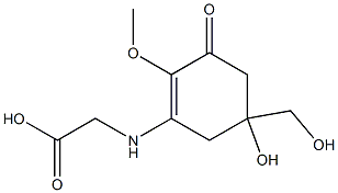 N-[5-ヒドロキシ-5-(ヒドロキシメチル)-2-メトキシ-3-オキソ-1-シクロヘキセン-1-イル]グリシン 化学構造式