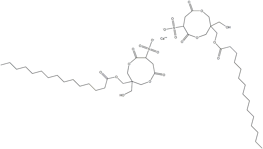 Bis[1-(1-oxopentadecyloxymethyl)-1-(hydroxymethyl)-4,7-dioxo-3,8-dioxacyclononane-6-sulfonic acid]calcium salt