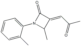 (E)-3-(2-オキソプロピリデン)-4-メチル-1-(2-メチルフェニル)アゼチジン-2-オン 化学構造式