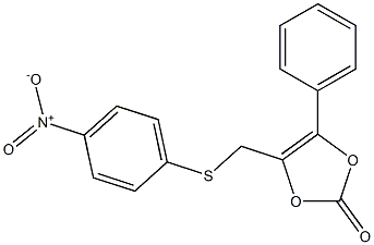 4-[[(4-Nitrophenyl)thio]methyl]-5-phenyl-1,3-dioxol-2-one 结构式