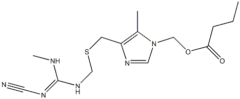 Butyric acid [4-[[[(2-cyano-3-methylguanidino)methyl]thio]methyl]-5-methyl-1H-imidazol-1-yl]methyl ester Structure