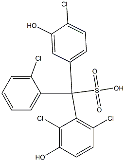 (2-Chlorophenyl)(4-chloro-3-hydroxyphenyl)(2,6-dichloro-3-hydroxyphenyl)methanesulfonic acid,,结构式